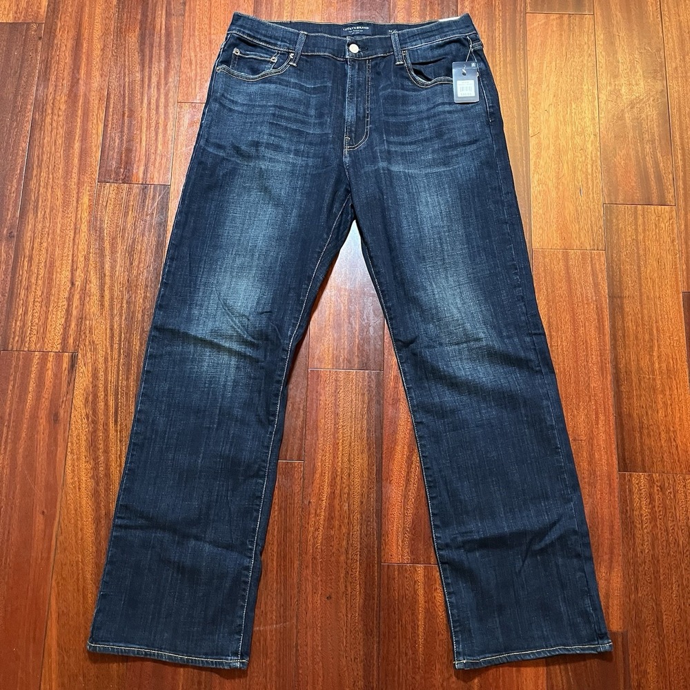Lucky Brand Jeans Mens 34x32 Blue Dark Wash Coolmax 181 Relaxed BALM410 MSRP $99